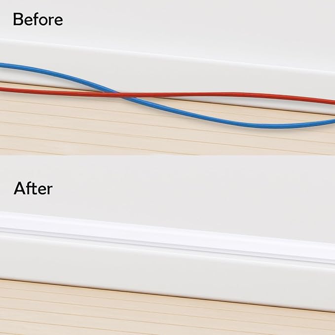 Rubber Bond TV Cord Hider Cable Protector - Strong Self Adhesive Wall Cord Cover Cable Hider - Low Profile Cable Management Wall Cord Concealer Cable Raceway