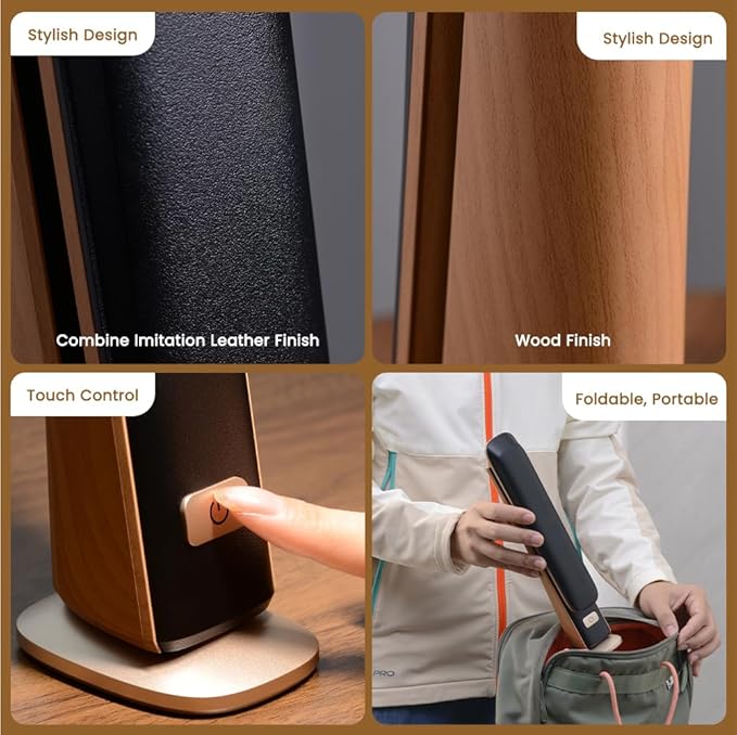 WILIT Foldable Portable Desk Lamp,Battery Operated Rechargeable Lamps Cordless,Eye-Caring LED Table Lamp with 3 Color Temperatures,Stepless Brightness,Desk Lamps for Office Home College Essentials