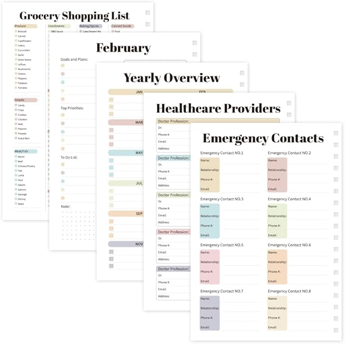 All-in-One Family Organizer & Home Management Binder: Calendar Scheduling, Finance Budget, Meal Planning & Grocery Lists, Cleaning Schedule, Activities & Health Tracker,For Busy Moms & Households