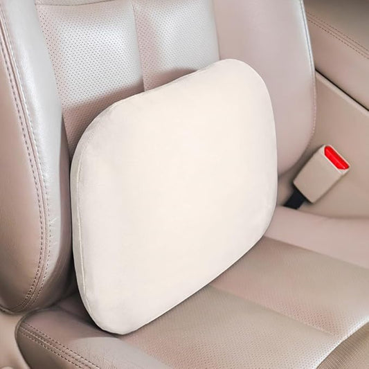 Beige Lumbar Support Pillow for Car Driving Seat Soft Latex Lower Back Support Relax Home Desk Office Accessories Chair Cushion Pain Relief