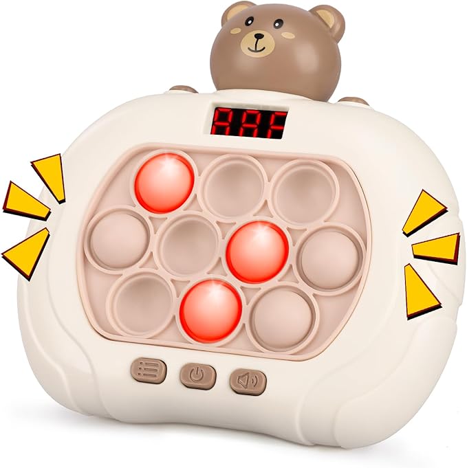 Pop Game Light Up Fidget Toy for Kids 5-7 & 8-12, Handheld Puzzle Game Sensory Toys with LED Screen, for Kids Ages 3-12 (Bear)