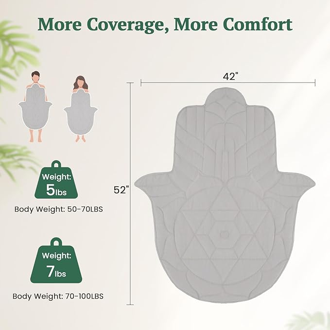 ZonLi Weight Lap Blanket 7 lbs 43" x 52", Soft Cotton Small Weighted Blanket for Adults, Portable Weighted Blanket for Sleeping, Travel, All-Season Relax Blanket, Machine Washable,Light Gray