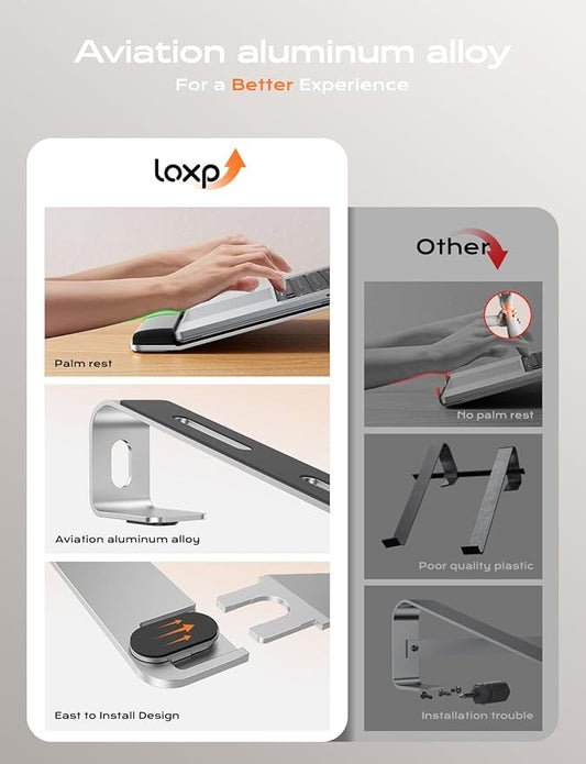 Laptop Stand for Desk, Laptop Stand with Wrist Support, Ergonomic Detachable Laptop Riser, Mount, Riser Holder Notebook Stand for MacBook Air Pro, HP, Dell, XPS, HP (10-17") Laptops - Silver