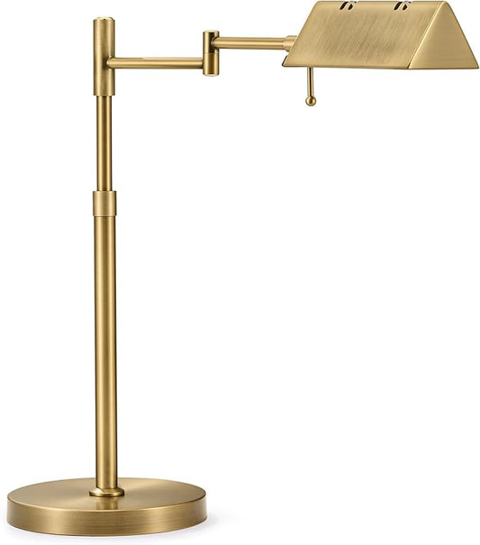 VONLUCE LED Desk Lamp, Adjustable Industrial Style Metal Table Lamp, Dimmable Reading Lamp for Living Room Bedroom Office, Antique Gold