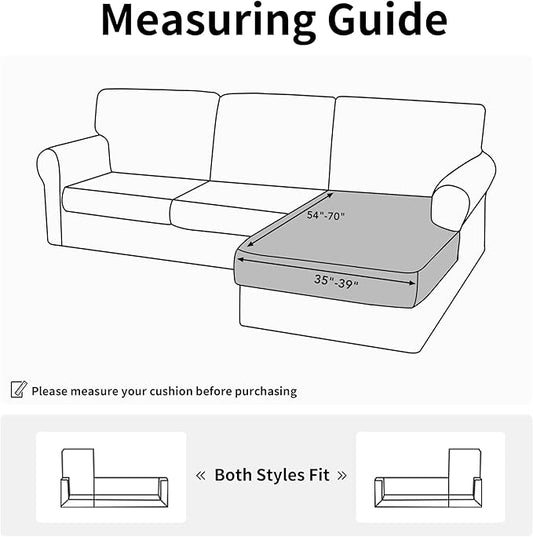 Easy-Going Stretch Sectional Couch Covers 1 Piece Chaise Lounge Slipcover L Shape Separate Cushion Couch Seat Chaise Cover for Both Left/Right Sectional Couch Dark Gray