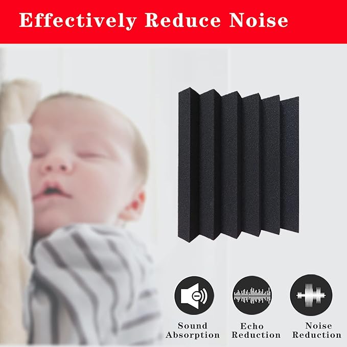 24 Pack Acoustic Panels,2" x 12" x 12"Sound Proof Foam Panels for Wall,Fireproof Absorbing Noise Cancelling Panels,to Absorb Noise and Eliminate Echoes. (12 red+12 black)