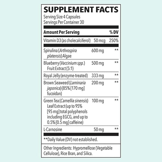 LifeSeasons Stem Boost-R - Stem Cell Support - Repairs Damaged Tissue - Vitamin Supplement with Antioxidants - Royal Jelly, Spirulina, Blueberry, Brown Seaweed & L-Carnosine - 120 Capsules (Pack of 2)