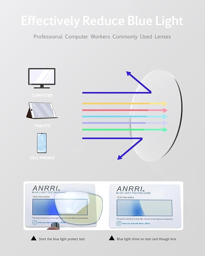 ANRRI Blue Light Glasses Men Anti Eyestrain Oversized Computer Gaming Eye Protection Square Glasses Women Clear