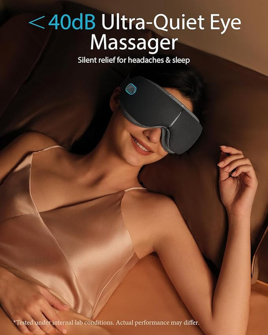 SKG Heated Eye Massager, Portable Eye Mask for Relax & Eye Strain Relief, Bluetooth Massaging Eye Massager Ideal Mother's Day/Birthday Gift for Mom, Dad, Women, Men