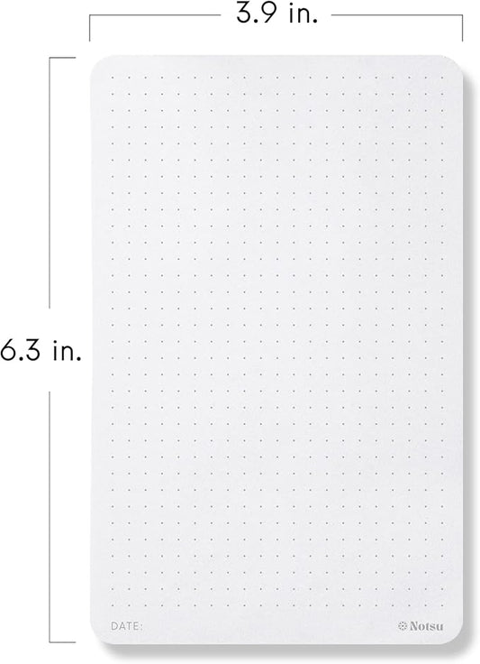 Notsu Dot Grid Small Desk Notepad 2 Pack | Minimalist Dotted Memo Note Pads with Premium Thick Paper, 3.9" x 6.3"