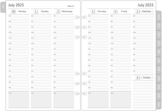 newestor 2025-2026 A5 Planner Inserts, Filofax A5 Compatible, Jul 2025 - Jun 2026, Weekly and Monthly Appointment Book Pages, Tabbed, 6 Holes