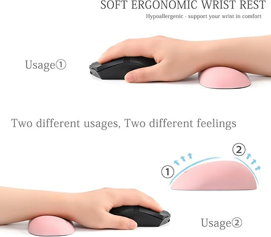 UnivoColors Design-Wave Wrist Rest, Artificial Sheepskin+Memory Foam+Ergonomic+Anti-Slip Gel, Resilience Support During Work and Gaming,Mouse Accessory,Pink