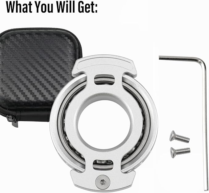 FREELOVE Ring Fidget Spinner for Adults, Men Finger Haptic Roller, Small Metal Clicker Toys, Ball Bearing, Black Fingears Spinning EDC for Anxiety Stress, Silver