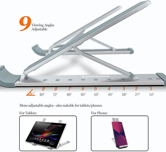 Laptop Stand for Desk,Foldable Aluminum Computer Stand Portable,Adjustable Tablet Holder, Compatible with MacBook Air Pro, Lenovo, Dell for 9.5"-15.6”