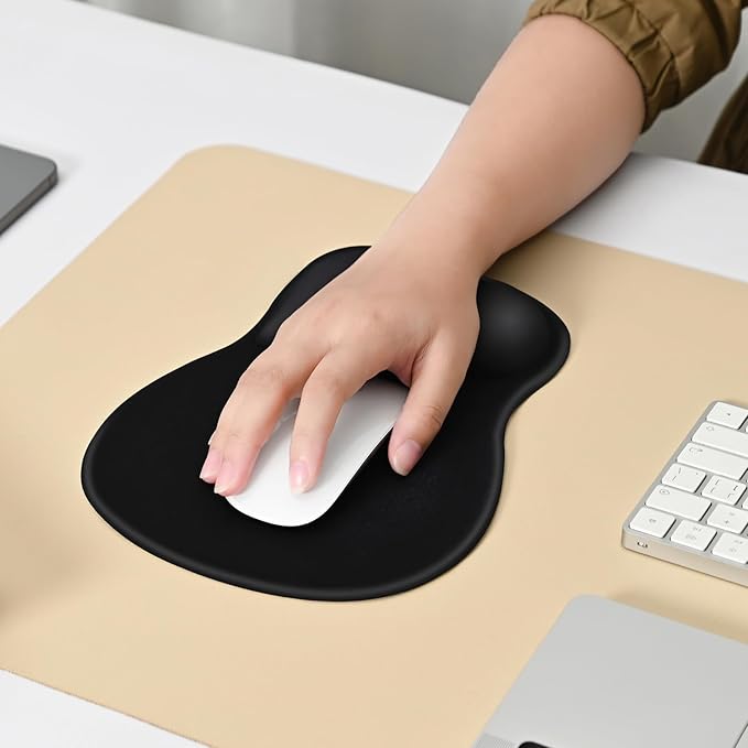 EooCoo Ergonomic Mouse Pad with Gel Wrist Rest Support Middle Concave Design, Relieve Wrist Pain Mousepad, Non-Slip Base for Laptop, Computer, Office Desk Accessories, Carpal Tunnel Syndrome