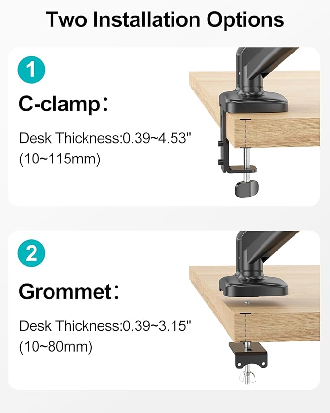 MOUNT PRO Dual Monitor Mount Fits 13 to 32 Inch Computer Screen, Height Adjustable Monitor Stand for 2 Monitors, Gas Spring Display Arm Holds up to 17.6lbs Each, Monitor Desk VESA Mount 75x75, 100x100