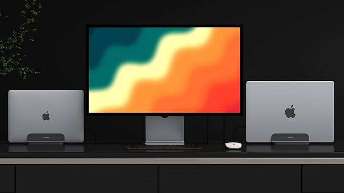 Aluminum Laptop Vertical Stand Organizer, Sturdy Laptop Computer Holder Desktop Stand Compatible with New Retina Apple MacBook Pro/Air, Mac mini and iPad Pro - Black