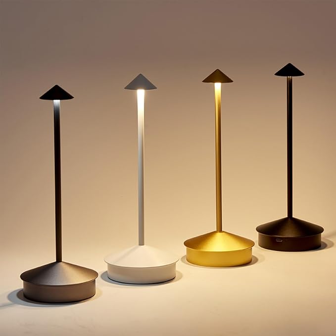 Cordless Rechargeable LED Table Lamps, 1800mAh Battery Desk Lamp Outdoor Portable Touch Dimmable Table Night Light for Patio Restaurant Dining Home Set of 2 Black