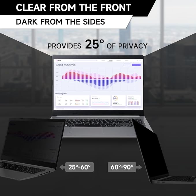 16 Inch 16:10 Laptop Privacy Screen Filter, Anti Blue Light Glare & Anti Scratch Computer Privacy Shield for 16" with 1920x1200 Aspect Ratio Laptop