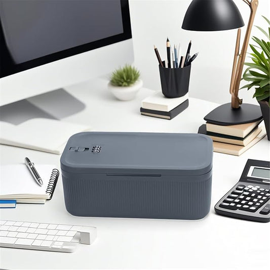 Lockable Storage Box,Medicine Lock Box Travel Case,Refrigerator Bin Container for Food,Medicines,Snacks,Locking Mobile Cell Phone Device Jail,Small Lockbox for Office,Home,School,Father Gift (Navy)