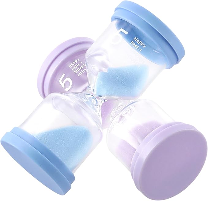 8 PCS 5 Minute Hourglass Timer, Plastic Colorful Hourglass Timer, Small Sand Clock Time for Office Kitchen Decorations