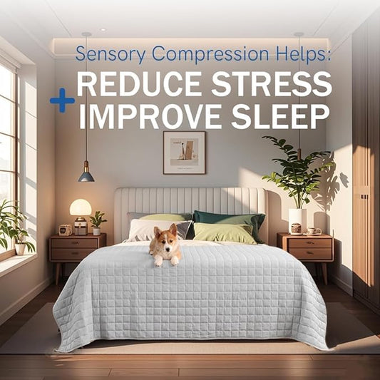 YnM Exclusive 50 lbs Weighted Blanket, Extra Heavy Cotton Bed Blanket for Two Persons, Ideal for Queen or King Bed (88x104 Inches, 50 Pounds, Light Grey)