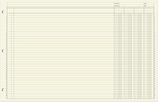 BookFactory Ledger Sheets/Large 4 Column Accounting Ledger Columnar (Four Columns) Loose Leaf Paper - 17'' x 11'', 50 Pages, Loose Leaf, 3 Hole Punched (SHEET-050-CLCLL(17x11-Ledger-4)-AX)