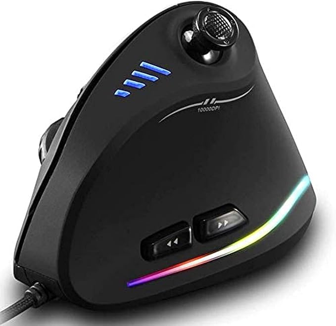 Zeerkeer Ergonomic Vertical Mouse, RGB Wired Vertical Gaming Mouse with Joystick, 10000 Max DPI and 11 Programmable Buttons for Gamers, Computer (Wired)