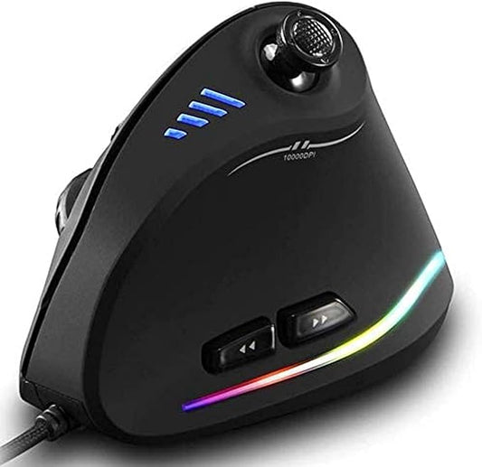 Zeerkeer Ergonomic Vertical Mouse, RGB Wired Vertical Gaming Mouse with Joystick, 10000 Max DPI and 11 Programmable Buttons for Gamers, Computer (Wired)