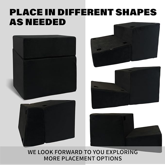 Adjustable Foot Rest Under Desk with 3 Adjustable Heights High-Density Foam Ergonomic Footrest for Office, Home, Travel Airplane, Removable Washable Cover for Back Pain Relief Posture Support (Black)