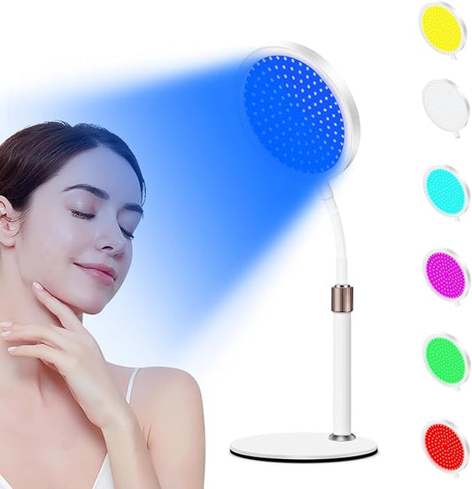 7 Color Red Light Therapy Lamp with Base, 100LEDs Deep Red Light Therapy Device for Face, Neck, Knee, Back