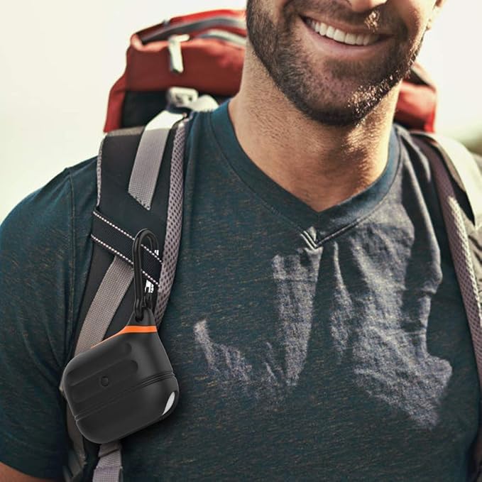 AirPods Pro Case, Waterproof Silicone Cover for AirPods Pro 2 Case | Waterproof Protection | Portable | for USB-C/Wireless | Anti-Lost | One Piece | Black