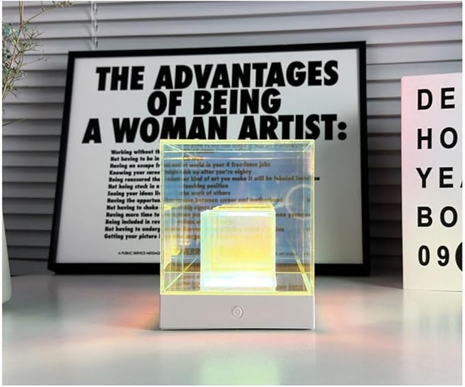 Ulalaza Art Cube Acrylic lamp Decorative Table Lamp Color Changing Touch Lamp Rechargeable Colorful Modern Night Light for Bedroom Living Room Party Dinner Decor Creative Lights