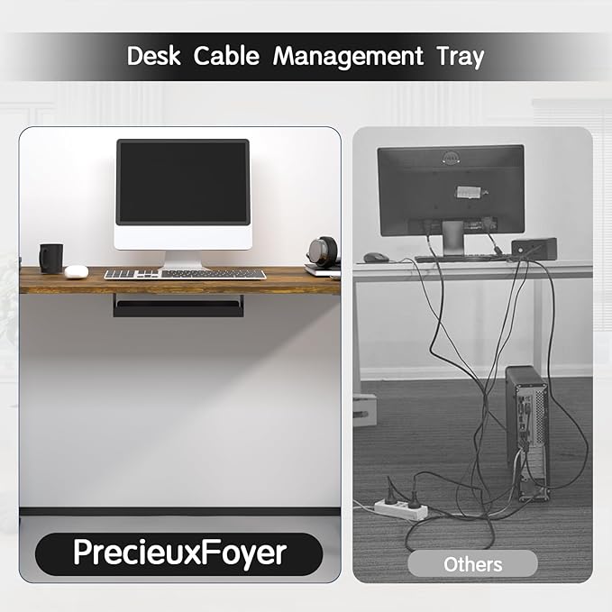 Standing Desk Frame, Electric Adjustable Legs with Memory Presets, Stand Up Desk Frame Workstation, with Cable Management Tray, Headphone Hook, Caster Wheels, for Home Office