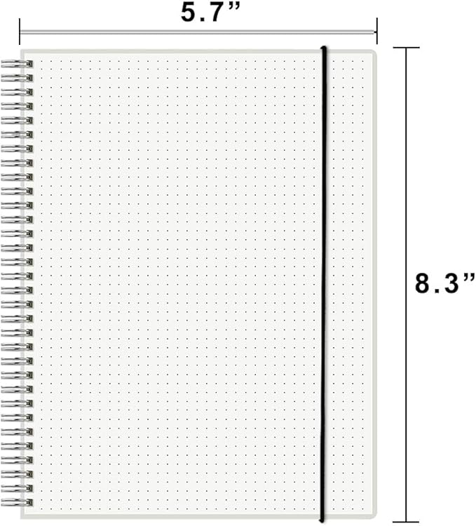 Bullet Journal Dotted Spiral Notebooks with 120 GSM Thick Paper, Elastic Band and Waterproof Cover, Total 480 Pages, 5.7''×8.3'' Medium Size Dot Paper Note Book for Work School (3 Pack, A5)