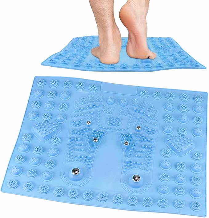 Feet Massage Pad Massager Tool Foot Acupressure Mat Pressure Relief Pad Foot Acupressure Cushion Shiatsu Reflexology Massager (Blue)