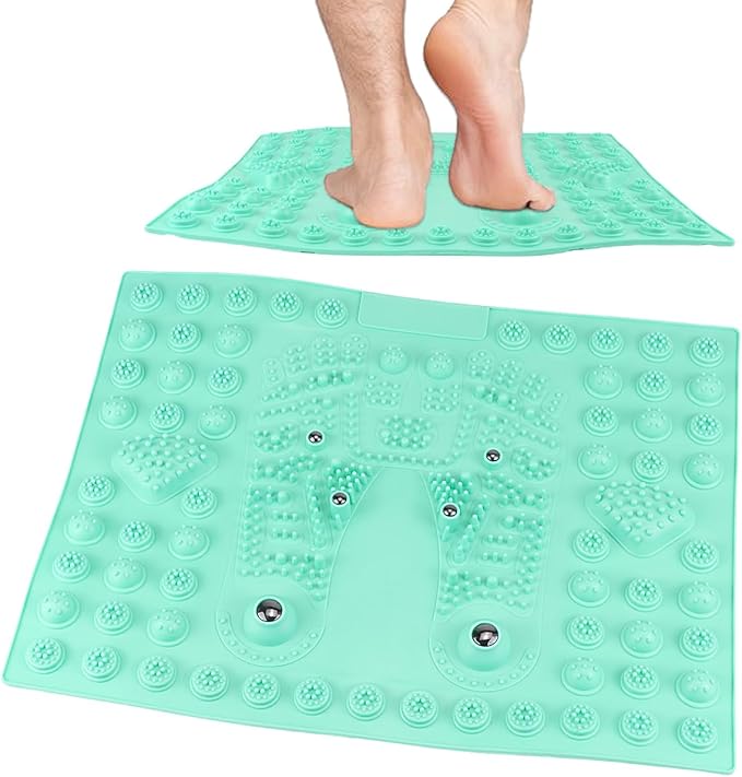 Feet Massage Pad Massager Tool Foot Acupressure Mat Pressure Relief Pad Foot Acupressure Cushion Shiatsu Reflexology Massager (Green)