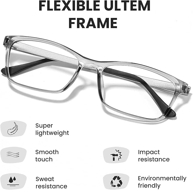 Cyxus Blue Light Glasses Computer Glasses UV Blocking GRP Square Frame Clear Lens Ultra Light Eyewear T34