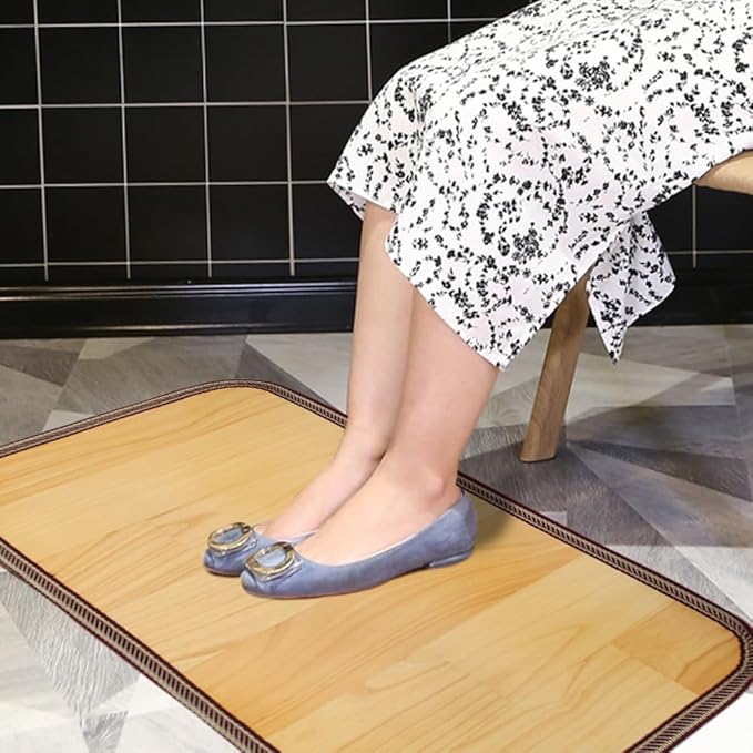 Heating Floor Mat 110V Adjustable Temperature 19.7×12.2" Carbon Crystal Heated Foot Warmers Under Desk for Office, Home