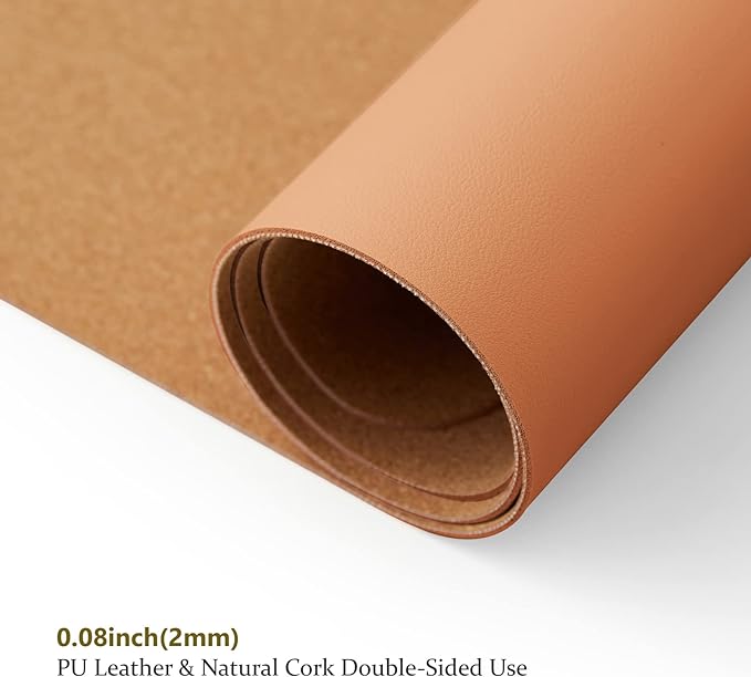 Cork Desk Mat - Dual-Sided Desk Pad for Office and Home - Desk Organization and Accessories - Ideal for Large Mouse Pad and Desk Mats on Top of Desks(Brown,36"x 17")