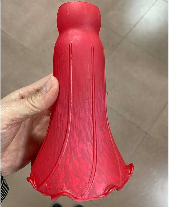 Bieye LS97 Lily Flower Blown Glass Lampshade (Red, Opening I.D. 1.26" x O.D. 1.5")