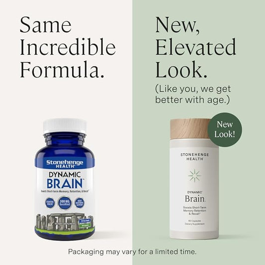 Stonehenge Health Dynamic Brain Supplement – New Formula with BacoMind for Memory Acquisition, Retention, & Recall with 40 Unique Nootropic: Choline, Phosphatidylserine, and Huperzine A