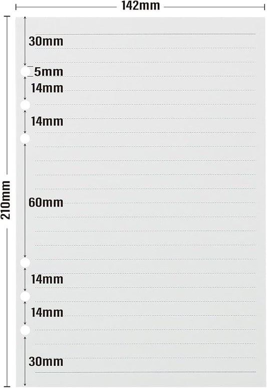 A5 Line Loose Leaf Refill Paper, 135 Sheets Planner Refills, 6-Ring Binder Refill, 100GSM College Ruled Insert Papers for Notebooks, School, Office, College Notes, Journals & Note-Taking