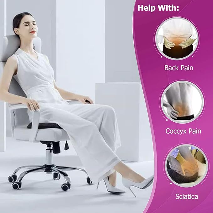 Gel Seat Cushion, Egg Seat Cushion for Tailbone, Back, Sciatica Pain Relief - Gel Enhanced Chair Pads with Non-Slip Cover for Office Home Chair Car Seat Wheelchair (Standard, Violet)