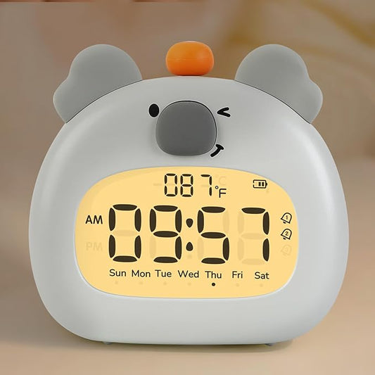 Koala Alarm Clock with Night Light for Kids – Cute Digital Sleep Trainer with LED Display, 3 Alarms, Countdown Timer, Adjustable Brightness – Rechargeable Bedside Clock for Boys and Girls