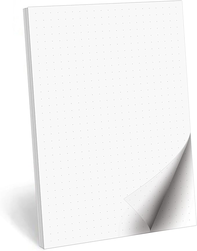 321Done Double Sided Dot Grid Paper Notepad, 0.25 Grid, 5.5x8.5, Made in The USA, Dotted Graph Pad for Drawing, Planning BUJO Bullet Journaling (50 Sheets) Thick Heavy White Paper