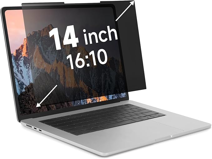 Nano-Suction Laptop Privacy Screen 14 Inch 16:10, Removable Screen Privacy Shield for Laptop, Anti Glare, Anti Bule Light, Screen Protector for Lenovo HP Dell Acer Asus Thinkpad