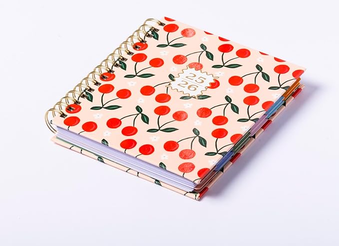 2025-2026 Eccolo Spiral Agenda Planner, Scallop Cherry, Weekly & Monthly Pages, 18 Months, Sticker Sheets, Inspirational Quotes (7.75 x 8.75, July 2025 - Dec 2026)