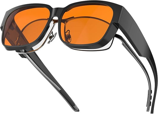 Goiteia Orange Blue Light Blocking Fit Over Glasses-Amber Blue Light Glasses Over Glasses for Better Sleep/Eyes Strain