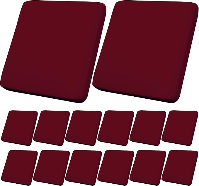 14Pcs Outdoor Cushions Covers Waterproof, Patio Cushion Covers, Stretch Cushion Covers Replacement,Cushion Slipcovers, Furniture Cushion Covers (Claret 2, 14PCS)